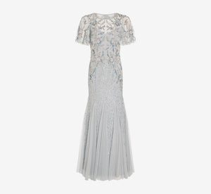 Hand-Beaded Long Gown With Godets In ...